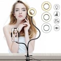 Pikkukuva 1 / 5: Concept 2 in 1 LED Selfie -rengasvalo pöytävalaisin joutsenkaula iPhone -teline älypuhelimen pidike Selfie -valo matkapuhelimen pidike kallistuva Selfie -rengas