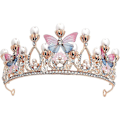 Miniatyrbillede 1 af 5: Pigetiarer Krystal Perle Tiara Prinsesse Kostume Krone Hårbøjle Blomsteropvisninger Bryllup Hårpynt