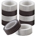 Miniatyrbild 1 av 5: 10 rullar rutigt washi-tejp set självhäftande papper maskeringstejper bredd klibbig papperstejp för DIY scrapbooking hantverk dekor etiketter konst bokdesign