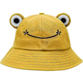 Miniatyrbild 1 av 5: Grodhatt Hink Solhatt För Kvinnor Grodhinkhatt Sommar Utomhus Vikbar Andningsbar Hinkhatt För Kvinnor-Gul-Barn: 51-53 Cm
