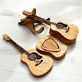 Miniatyrbild 4 av 5: Träplektrumbox för gitarr, akustisk gitarrplektrumbox i trä