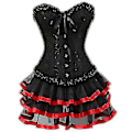 Pikkukuva 1 / 5: Seksikkäät korsettimekot naisille, plus-koko, ylitoppa burleski-korsetti ja minihame-setti, tutu-korsetti Red 4XL
