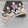 Miniatyrbillede 3 af 5: Pigetiarer Krystal Perle Tiara Prinsesse Kostume Krone Hårbøjle Blomsteropvisninger Bryllup Hårpynt