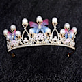 Miniatyrbillede 4 af 5: Pigetiarer Krystal Perle Tiara Prinsesse Kostume Krone Hårbøjle Blomsteropvisninger Bryllup Hårpynt