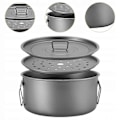 Miniatyrbillede 5 af 5: Camp madlavningsgryde 2200ml Titanium Camping Krus Til Med Dampgitter