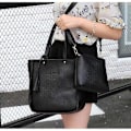 Miniatyrbillede 3 af 4: Lovevook Håndtaske Dame Skuldertaske Håndtasker Tote Taske Dame Stor Designer Elegant Skuldertaske Hank Taske Sæt Sort-sort
