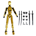Miniatyrbild 1 av 5: Multi-ledad Rörlig Robot 3D-Printad Mannekäng Docka Action, Guld