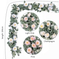 Miniatyrbillede 5 af 5: 1 stk./2 stk. kunstig blomsterranke 2 m rosenbladranke guirlande med 8 kameliablomster simuleret kameliablomststreng til fest bryllup væg Wine Red 2pcs