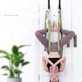 Miniatyrbillede 4 af 5: Yoga Trapez, Talje Ryg Ben Strækrem Dør Rygbøjningshjælp Træner Yoga Stropper til Udstrækning Rygbøjning Split Inversionsrem - Grøn