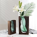 Miniatyrbild 4 av 5: Trähus Glasvas Vattenupphöjd Blomma Vardagsrum Matbord Torkad Blomsterarrangemang Behållare Ornament B