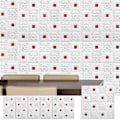 Miniatyrbild 3 av 5: JiKaiX Självhäftande Väggplattor 3D Dekorativ Panel Texturerad Självhäftande Skum Väggdekal för Badrum Kök Stänkskydd White  Red 4.5MM