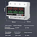 Miniatyrbild 3 av 5: 3-fas Justerbart Över- och Underspänningsskydd Voltmeter Amperemeter Monitor 3P4W Din-skena Strömgräns Skydd 100A