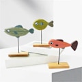 Miniatyrbillede 2 af 5: Træfisk Statue Nordisk Boligindretning Fisk Skulptur Ornamenter E