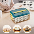Miniatyrbillede 3 af 5: Opbevaringsboks til dumplings med håndtag, fødevaregodkendt BPA-fri non-stick stabelbar snackbeholder med låg, madopbevaringskasse White Triple Layer
