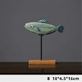 Miniatyrbillede 3 af 5: Træfisk Statue Nordisk Boligindretning Fisk Skulptur Ornamenter E