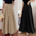 Miniatyrbillede 1 af 5: Dame Culottes Brede Ben Palazzo Lange Bukser Dame Pull On Bukser Nederdele Khaki 3xl