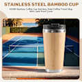 Miniatyrbild 4 av 5: 450 ml Bambu Kaffekopp Rostfritt Stål Kaffe Resemugg Med Läcksäkert Lock Isolerad Kaffe Åtföljande Kopp Återanvändbar Träkopp