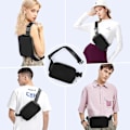 Miniatyrbild 4 av 5: KXJ-Bältesväska för Kvinnor Trendiga Magväskor Crossbody Väska Midjeväska för Vandring Promenader Cykling Resor Black