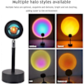Miniatyrbild 3 av 5: Sunset Projektion LED-Lampa 90 Graders Rotation Regnbåge Sunset Projektion Golvbelysning Regnbåge Projektionslampa Sunset Projektionslampa