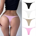 Miniatyrbild 5 av 5: Dubbellager Tanga Låg Midja Slim Underkläder Bikini Bomullsunderkläder för Kvinnor WhiteL