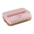 Miniatyrbillede 1 af 5: Opbevaringsboks til dumplings med håndtag, fødevaregodkendt BPA-fri non-stick stabelbar snackbeholder med låg, madopbevaringskasse Pink Single Layer