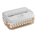 Miniatyrbillede 1 af 5: Opbevaringsboks til dumplings med håndtag, fødevaregodkendt BPA-fri non-stick stabelbar snackbeholder med låg, madopbevaringskasse White Dual Layer