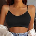 Pikkukuva 1 / 5: Naisten pehmustetut rintaliivit toppi spagettiolkaimilla Bralette Crop Top Saumattomat rintaliivit Topit Black m