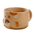 Miniatyrbild 1 av 5: Keramisk kattmugg - Staplad vattenkopp med kattöron-design, Brun