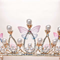 Miniatyrbillede 2 af 5: Pigetiarer Krystal Perle Tiara Prinsesse Kostume Krone Hårbøjle Blomsteropvisninger Bryllup Hårpynt