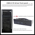 Miniatyrbild 5 av 5: USB3.2 GEN1 Diskettstationsplats HD-AUDIO Ljud Frontpanel 5,25 tums Optisk Frontpanel Stöd 2x USB3.0 + 1x Ljud 3,5 mm