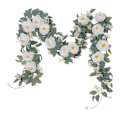 Miniatyrbillede 1 af 5: 1 stk./2 stk. kunstig blomsterranke 2 m rosenbladranke guirlande med 8 kameliablomster simuleret kameliablomststreng til fest bryllup væg White 2pcs