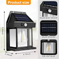 Miniatyrbild 2 av 5: Solarlampor Utomhus, Skymning till Gryning Solar Vägglampa Rörelsesensor, 3 Belysningslägen Vattentät Solar Säkerhetsvägg B