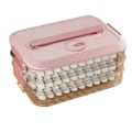 Miniatyrbillede 1 af 5: Opbevaringsboks til dumplings med håndtag, fødevaregodkendt BPA-fri non-stick stabelbar snackbeholder med låg, madopbevaringskasse Pink Triple Layer