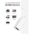 Miniatyrbild 2 av 5: Ethernetadapter USB 2.0 till 10 100 Nätverk Rj45 Lan Kabelansluten Adapter Kompatibel med Nintendo Switch Wii Wii U Macbook Chromebook Windows Mac (Vit)