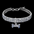 Miniatyrbild 1 av 4: Halsband för husdjur B, 3 rader strasshalsband Blue M