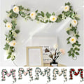 Miniatyrbillede 2 af 5: 1 stk./2 stk. kunstig blomsterranke 2 m rosenbladranke guirlande med 8 kameliablomster simuleret kameliablomststreng til fest bryllup væg Wine Red 2pcs