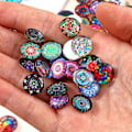 Miniatyrbild 4 av 4: 100 st Tryckta Mosaikplattor Glas Cabochons Platt Baksida Halvrunda Kulor Kupolplattor för Hantverksprojekt DIY-tillbehör