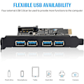 Miniatyrbild 3 av 5: Usb3.0 4-Port Expansionskort Pci-E Till Usb 3.0 Typ-A Expansionskort Med 15-Pin Sata Strömkontakt