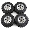 Miniatyrbillede 3 af 5: 4 stk. 98 mm Metal 1,9 tommer Beadlock Fælggummisæt til 1/10 RC Crawler Bil TRX4 D90 Axial SCX10 II III Sølv