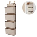 Miniatyrbillede 1 af 5: Hængende Organizer med 4 Lommer, Foldbar Hængende Hylde med 2 Kroge til Håndklæder, Bleer, Legetøj i Børneværelsets Skab
