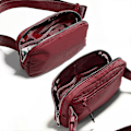 Miniatyrbild 5 av 5: KXJ-Bältesväska för Kvinnor Trendiga Magväskor Crossbody Väska Midjeväska för Vandring Promenader Cykling Resor Burgundy
