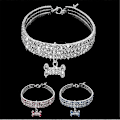 Miniatyrbild 5 av 5: Halsband för husdjur B, 3 rader strasshalsband Pink M