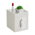 Miniatyrbild 4 av 5: Servettbox, PU Läderhållare för Badrum Kontorsbord (Svart)