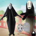 Miniatyrbild 5 av 6: pigg Borta Kostym Inget ansikte Man Kläder Halloween Skräck Grimas Kostym Mask Svart Vuxen stil black L（170-180cm）