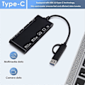 Miniatyrbild 5 av 5: 7-i-1 USB 3.0 Typ-C Multifunktionskortläsare /XD/MS/SD/TF-kort