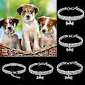 Miniatyrbild 3 av 5: Halsband för husdjur B, 3 rader strasshalsband White M