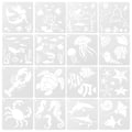 Pikkukuva 1 / 4: 16 kpl Kakku Stencil Kakun Koristelu Stencil Merieläimet Piirustus Stencilit Merieläinten Stencilit Meripiirustus Stencil