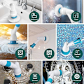 Miniatyrbillede 5 af 5: Elektrisk Spin Skrubber, 360 Trådløs Brusegulv Skrubber, Elektrisk Overfladerenser Med 3 Udskiftelige Skrubberbørstehoveder Og 1 Forlængerarm