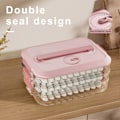 Miniatyrbillede 4 af 5: Opbevaringsboks til dumplings med håndtag, fødevaregodkendt BPA-fri non-stick stabelbar snackbeholder med låg, madopbevaringskasse Pink Single Layer