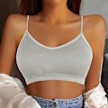 Pikkukuva 5 / 5: Naisten pehmustetut rintaliivit toppi spagettiolkaimilla Bralette Crop Top Saumattomat rintaliivit Topit Black s